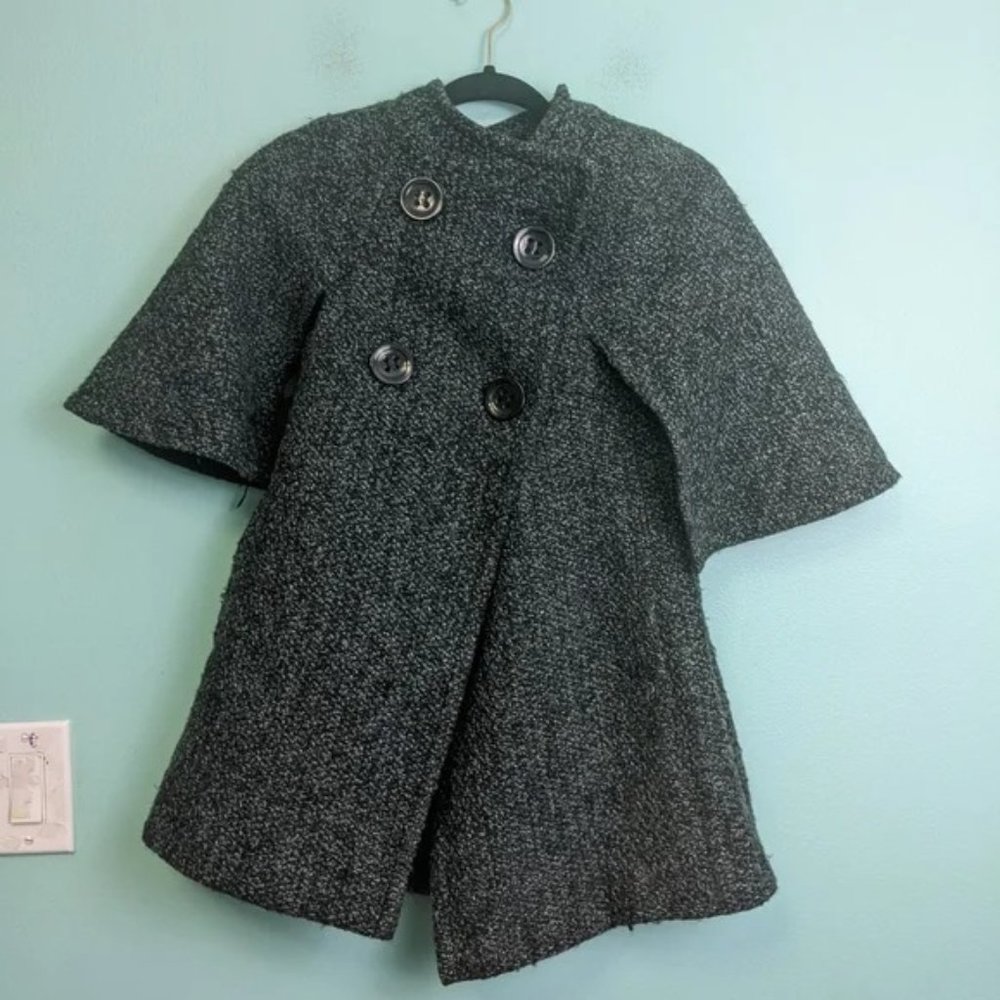 Sfera - Button Closure Cape Jacket Black Small